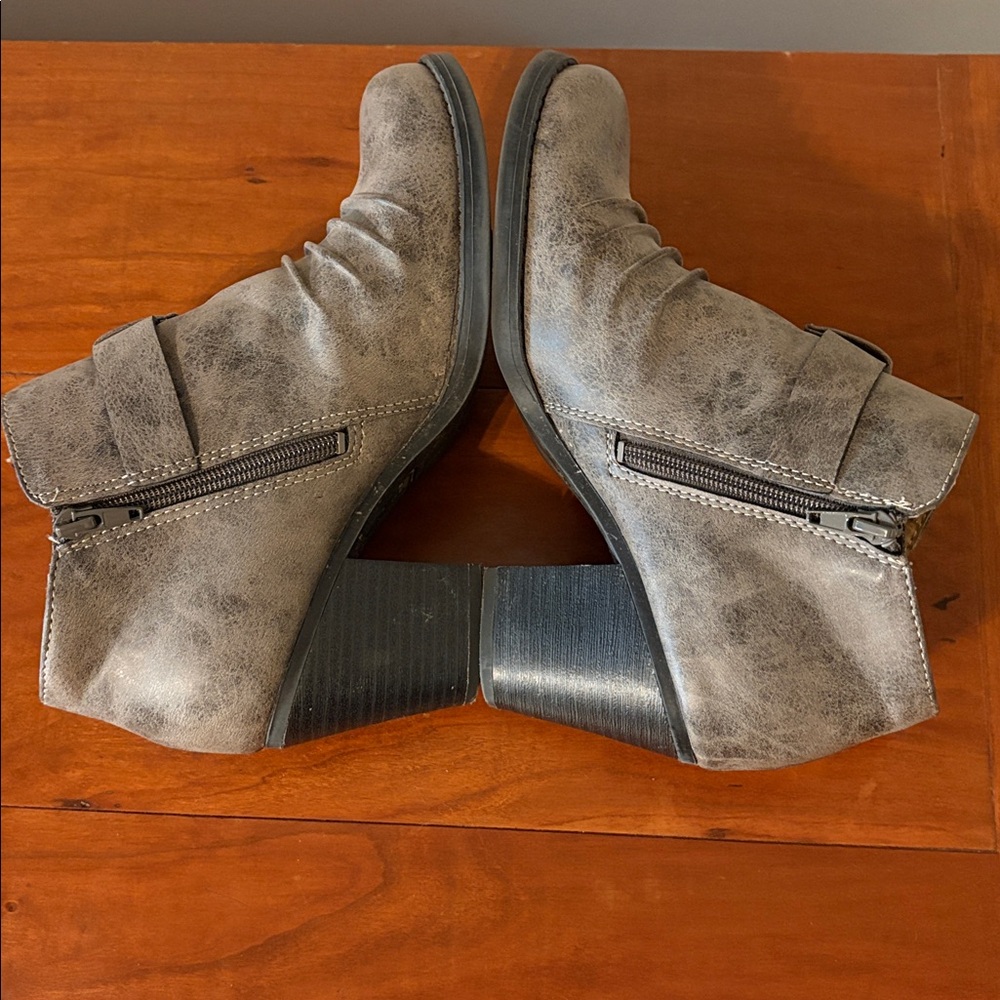 Taupe Buckle Ankle Boots Western Moto Boho Women’s 9 - Picture 4 of 8